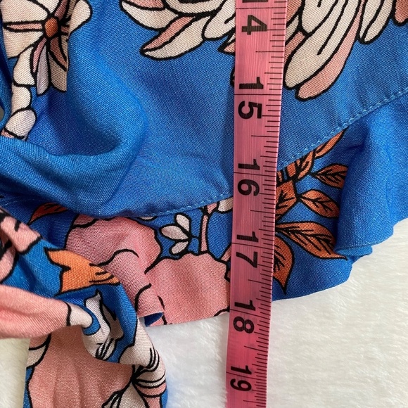Maaji Floret Kelsey Cover-Up Top, Blue/Orange/Pink Floral, Medium, NWT - Picture 14 of 16